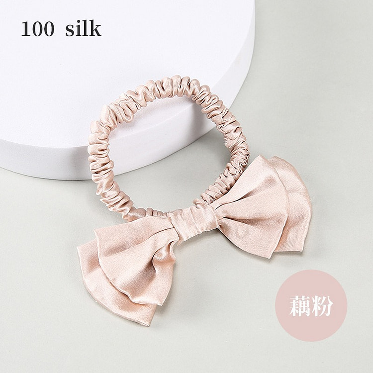 Girls Bow Mulberry Silk Hair Rope Hair Bands pink