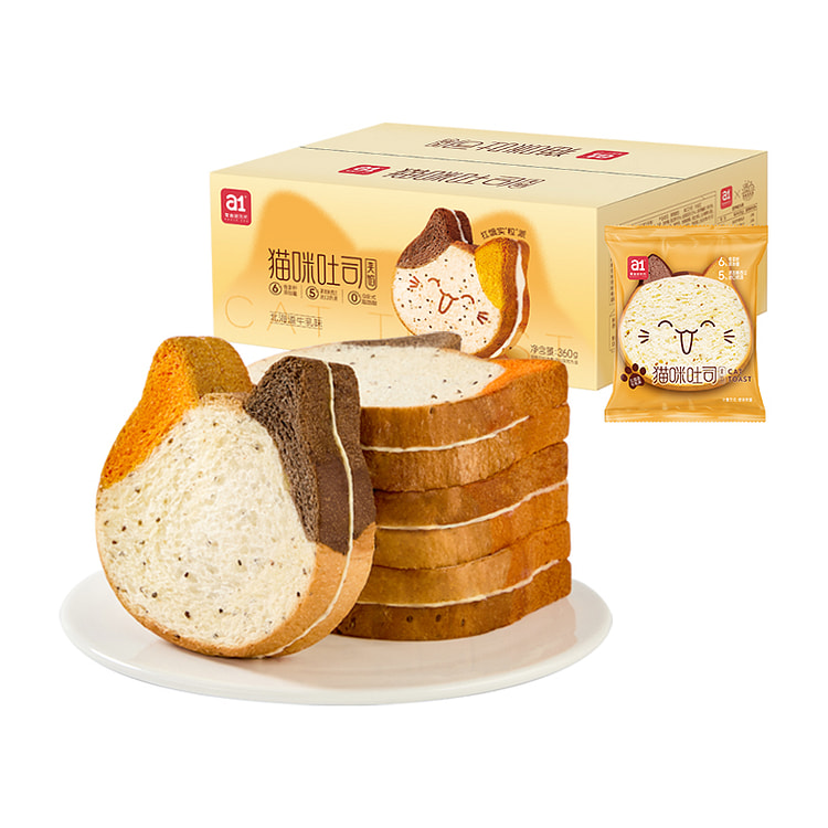 a1营养早餐面包猫咪吐司北海道牛乳味360g*1箱