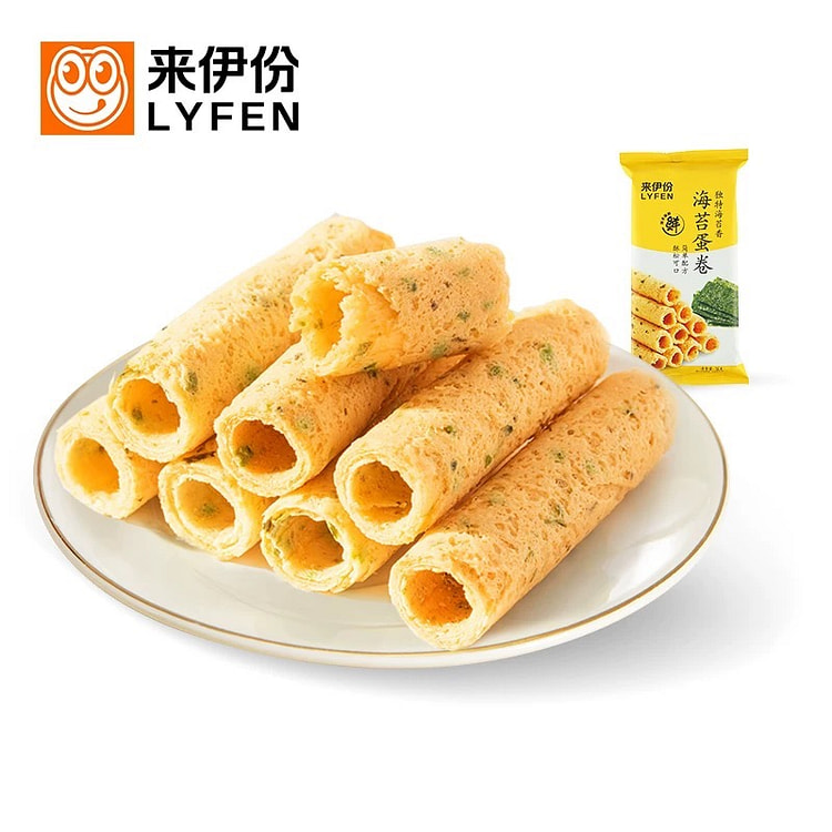 来伊份 鸡蛋卷休闲零食小吃海苔味56g*2