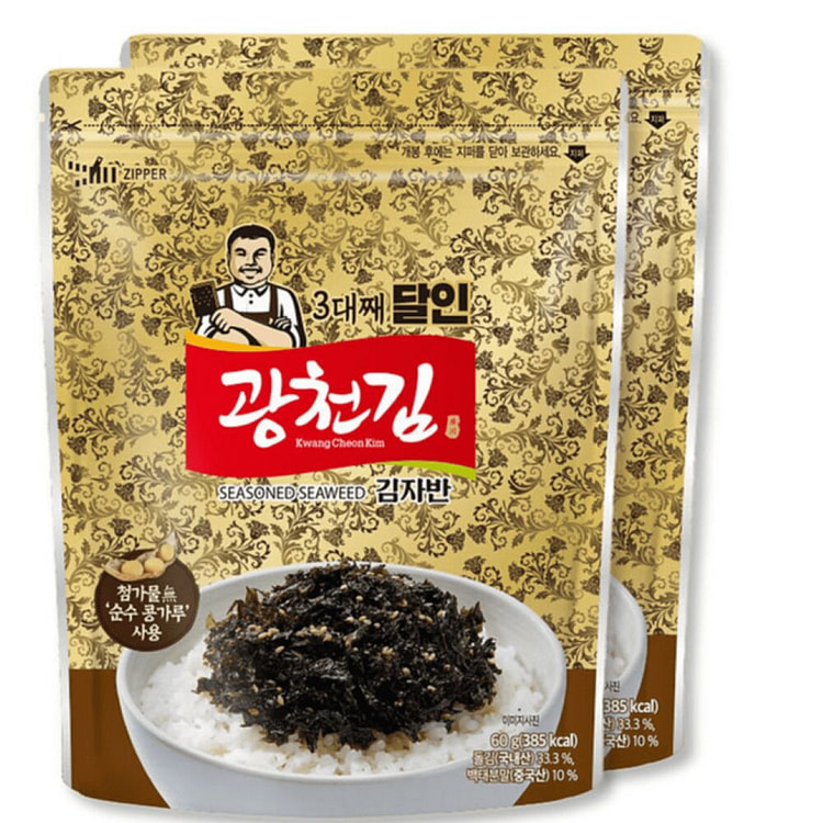 光泉海苔 焼き海苔 – プレミアム天然焼き海苔、再密封可能包装、2パック×60g 2 パック