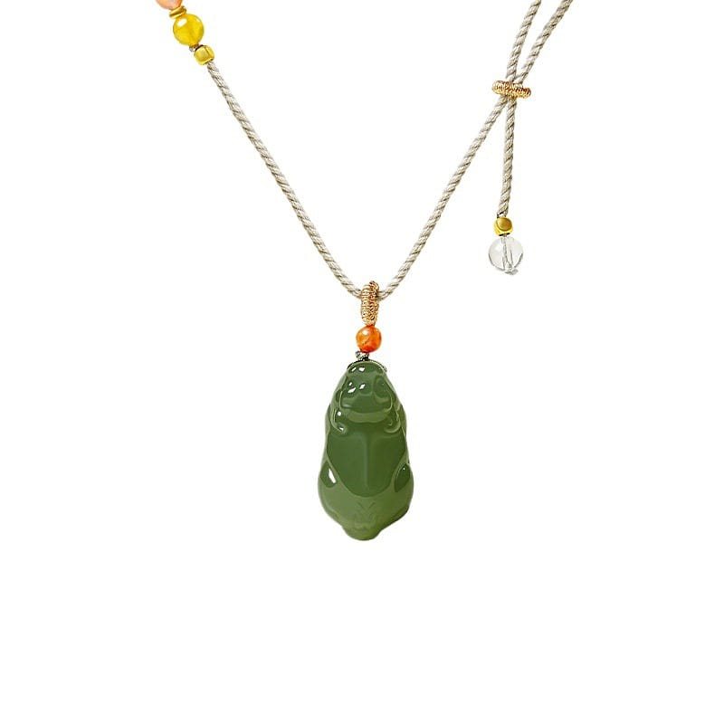 Green Hotan Jade Pixiu Pendant 26 * 15mm 1 box