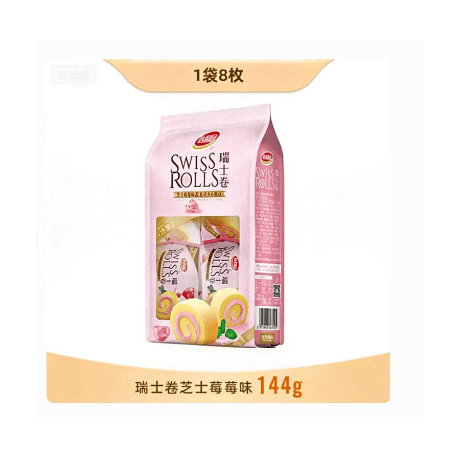 Swiss roll cheese strawberry flavor 144g*1 bag 144 g