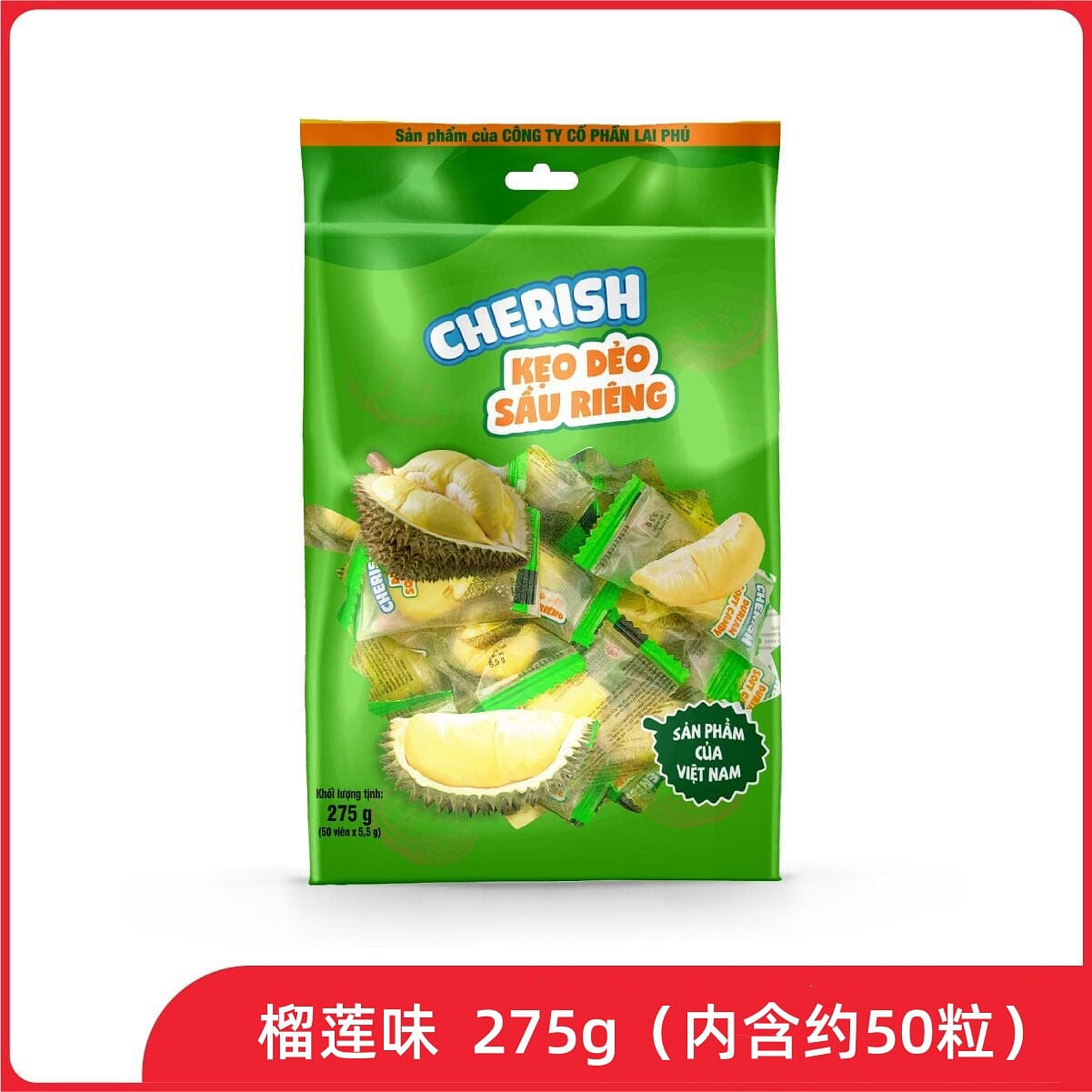 CHERISH Durian Flavored Gummies and Snacks 275 g