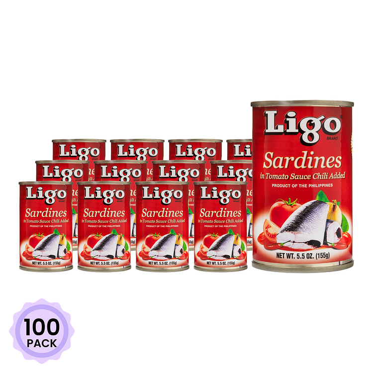 Ligo 菲律宾沙丁鱼番茄酱 辣味 5.5 盎司*100 包
