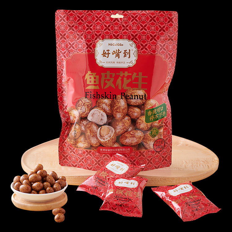 好嘴到鱼皮花生老式休闲零食240g*1袋