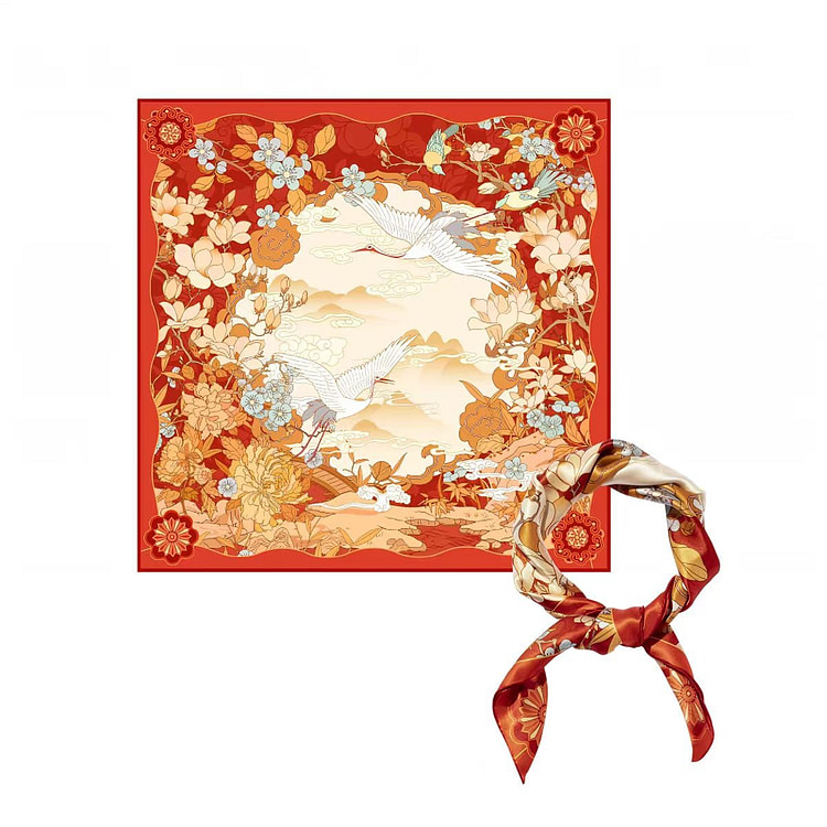 Yutang Wealthy Silk Scarf - Red Version 1 each