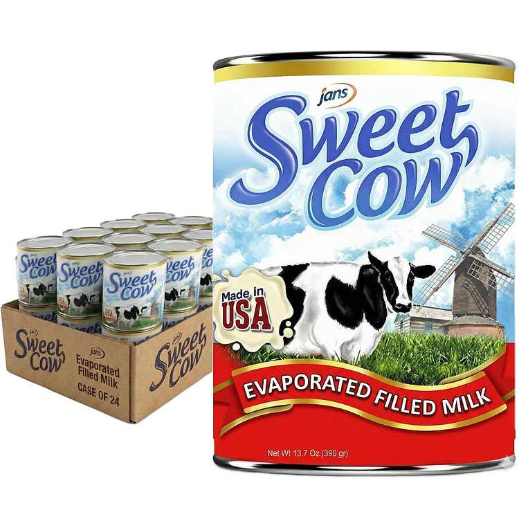 Jans Sweet Cow Evaporated Filled Milk Pack of 24 12 fl.oz*24 pack