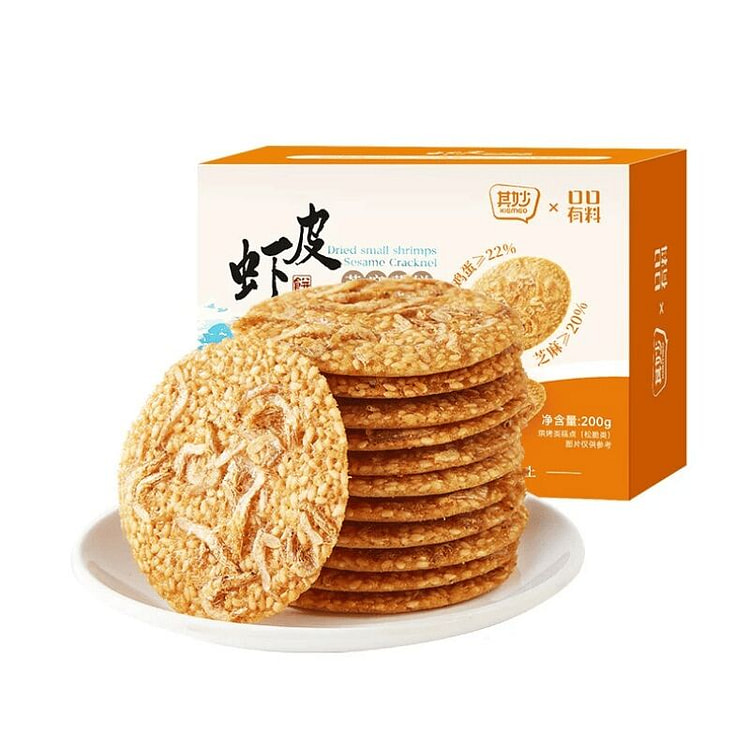 其妙 共20包虾皮芝麻薄饼 200g*2 400 克