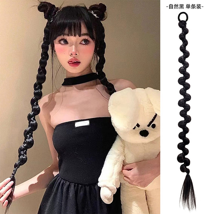 麻花辫马尾假发辫子摄影网红抖音辣妹甜酷拳击辫自然黑