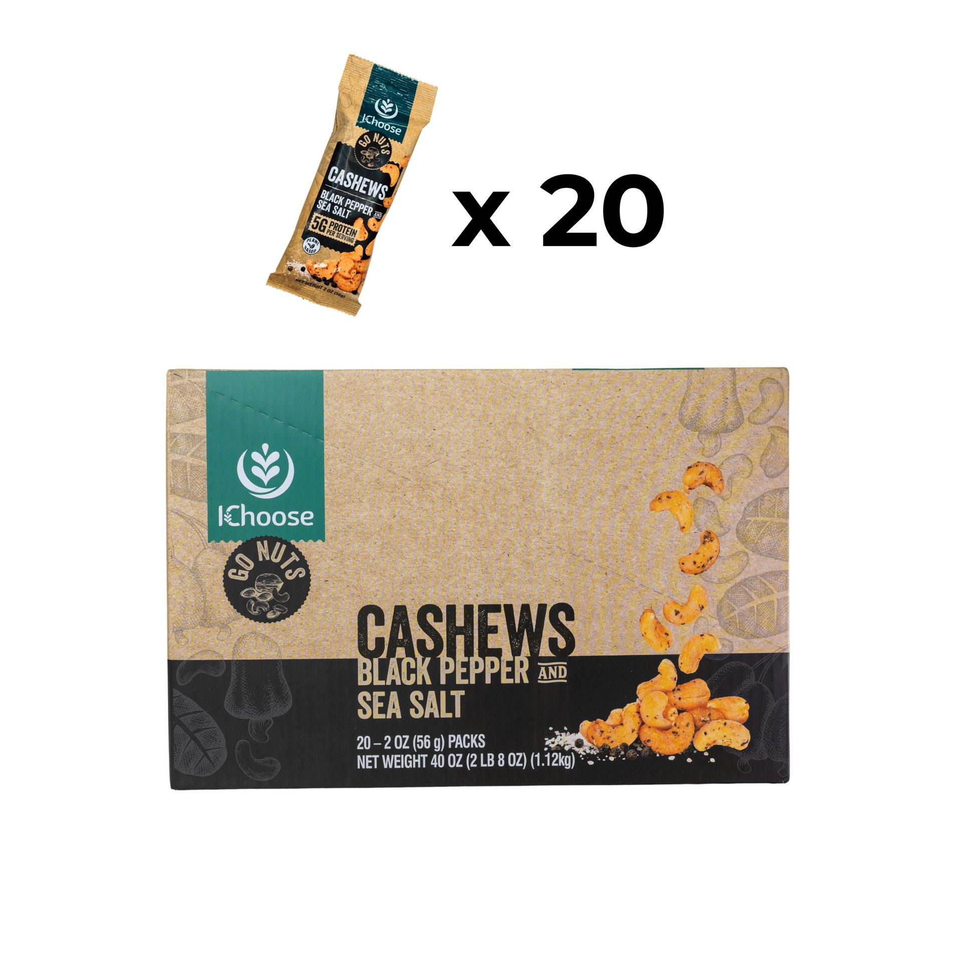 Go Nuts, Black Pepper and Sea Salt, 56g, Box 20 Pk 20 pack