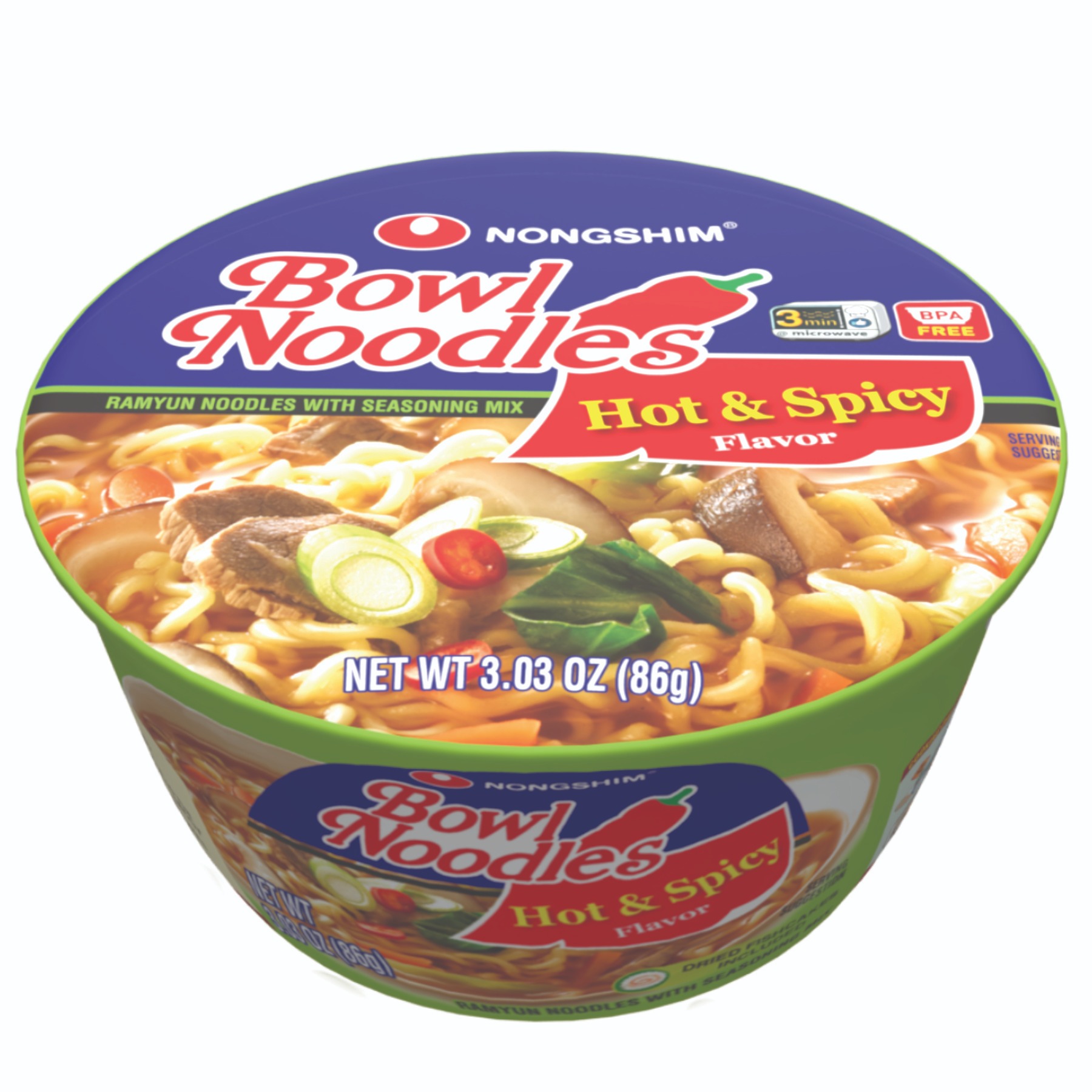 Nongshim Bowl Noodle Hot & Spicy 6 Pack 1 each