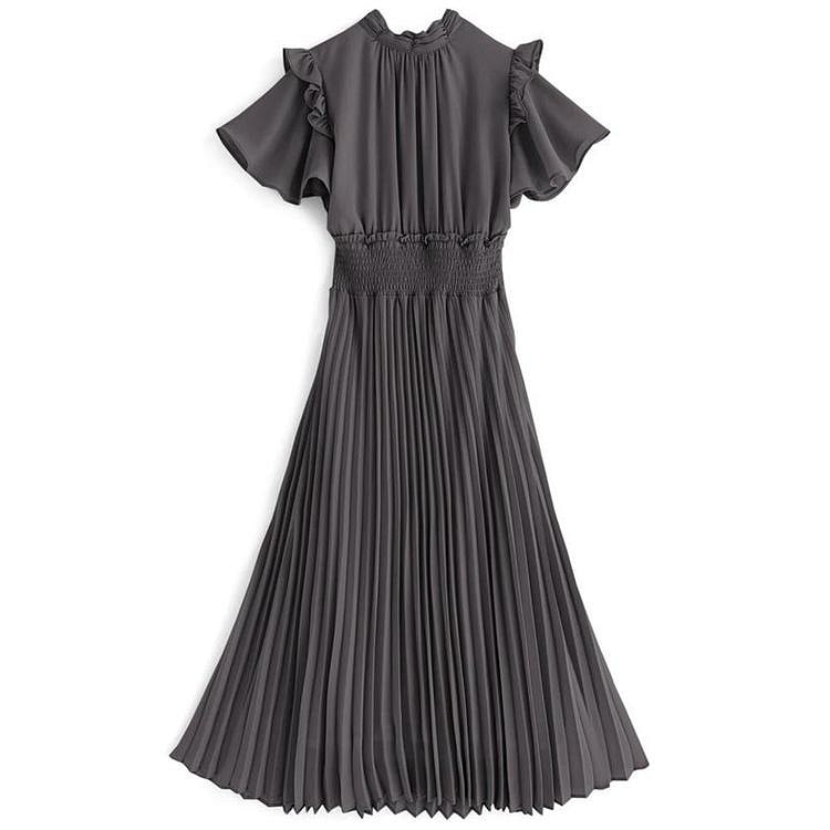 GRL Ruffle Sleeve Dress Gray L