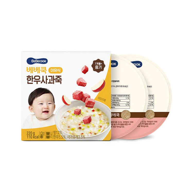 BeBecook Korean Beef, Apple Porridge 110g x 2p