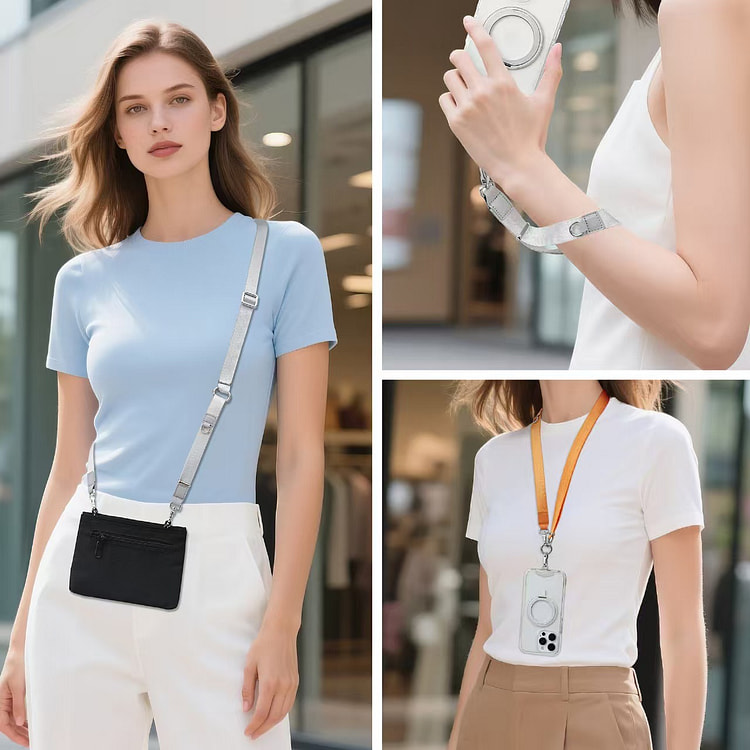 新款苹果17手机三合一斜跨挂绳可调节（银灰色） 1 个