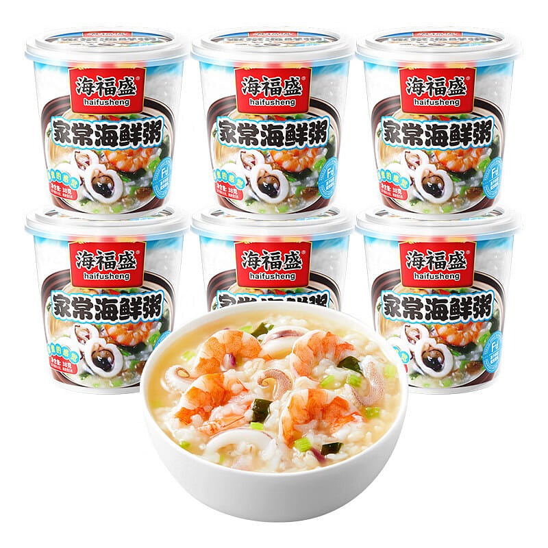 海福盛 家常海鲜粥 方便速食粥 早餐 夜宵 小吃 38 克*6 盒