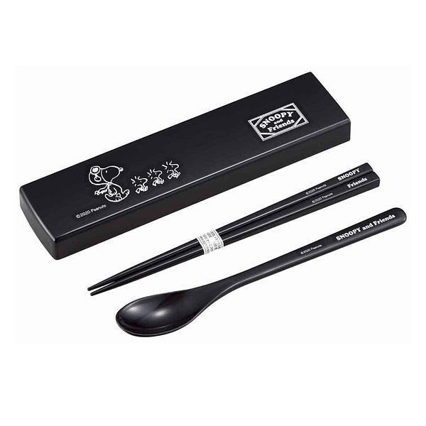 OSK Snoopy Black Spoon & Chopstick Set 18cm 1 count