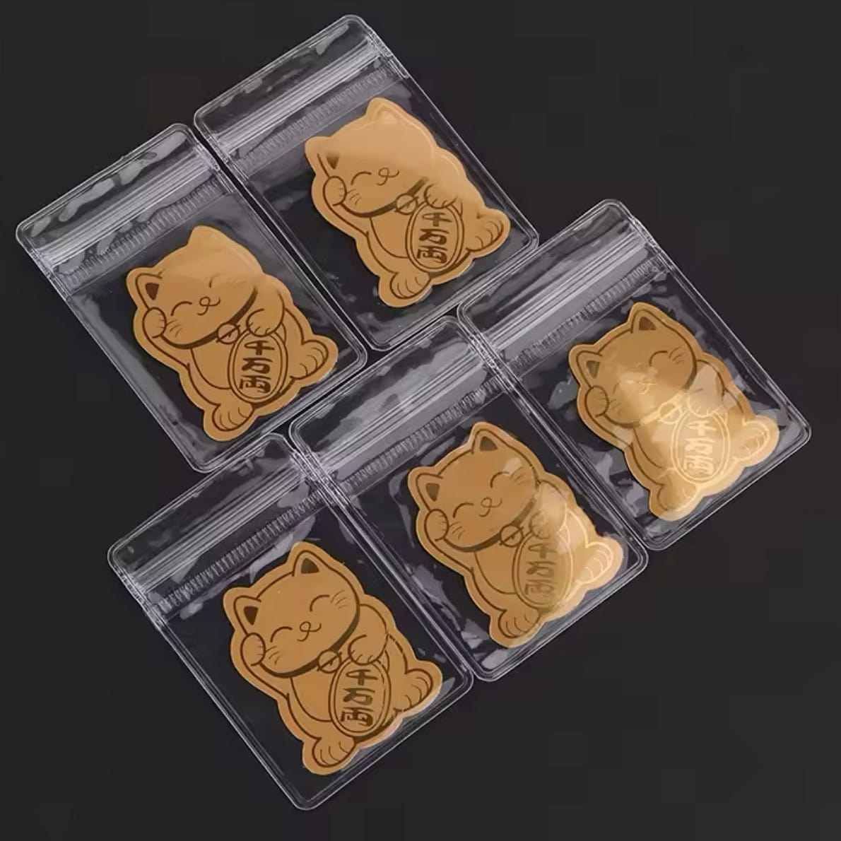 Gold-Plated Fortune Cat 24K 9999 SET OF 5 0.2 g