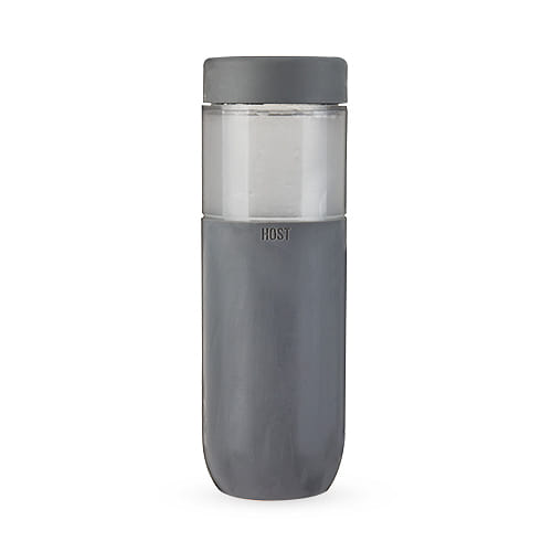 HOST FREEZE Double Walled Daily Water Bottle Freezer Cooling Tumbler with Active Cooling Gel Stainless Steel Lid and Silicone Grip – Set of 1 20 Oz Gray 20 oz