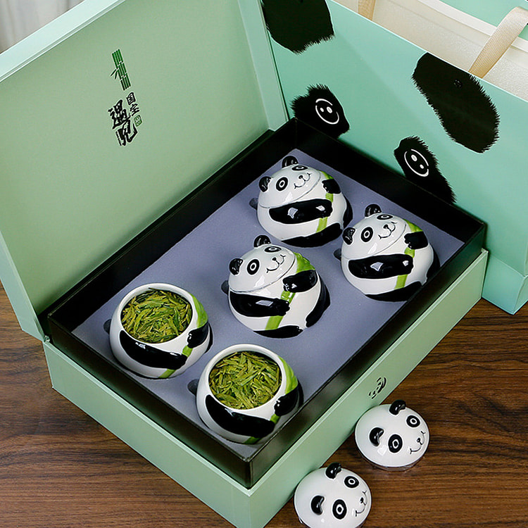 Panda Special Grade Longjing Tea Souvenir Gift Box (5 cans)