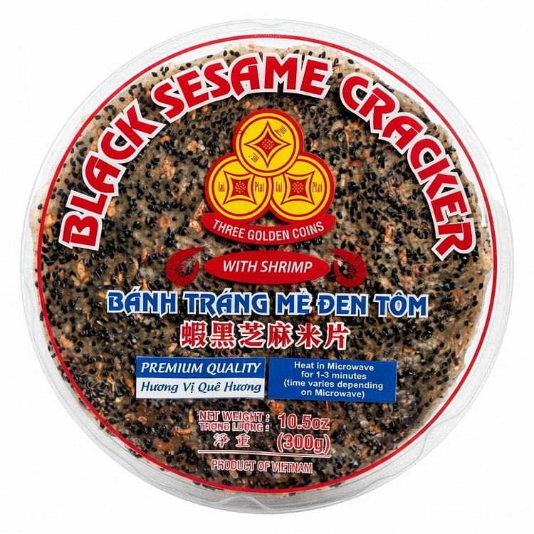 [3C] Black Sesame Cracker (Shrimp) Banh Da Me Den 300 g