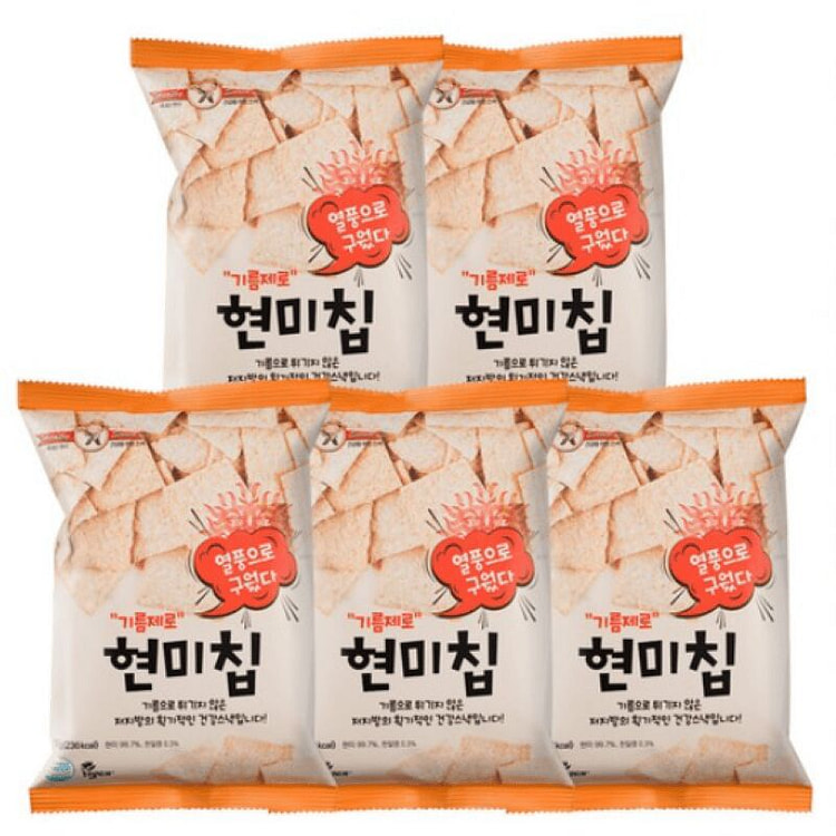 Oil-free Brown rice chips, domestic 60g, 5 pieces