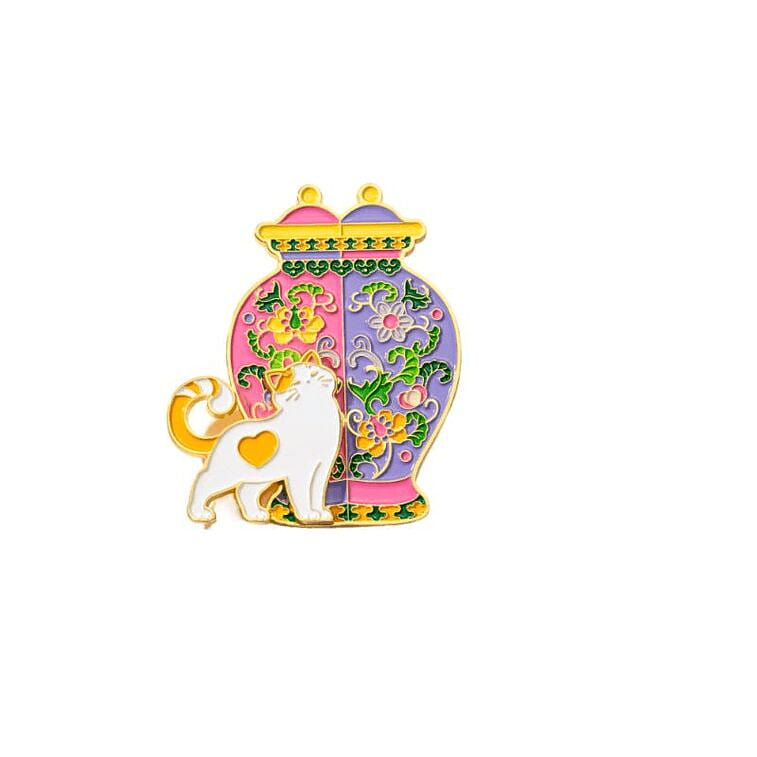 Palace Cat Refrigerator Sticker With Flowers 6*6cm 1 box