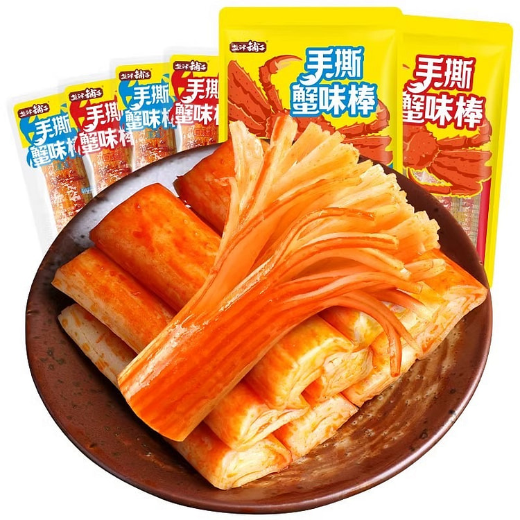盐津铺子香辣味手撕蟹柳棒健康零食休闲小吃420g