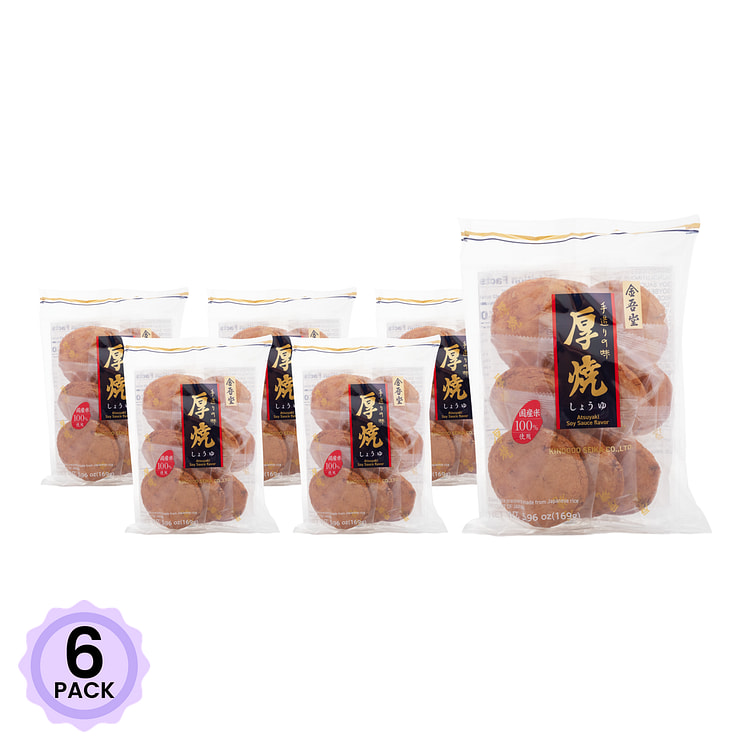 金吾堂 日式厚烧煎餅 酱香味 5.96 盎司*6 包