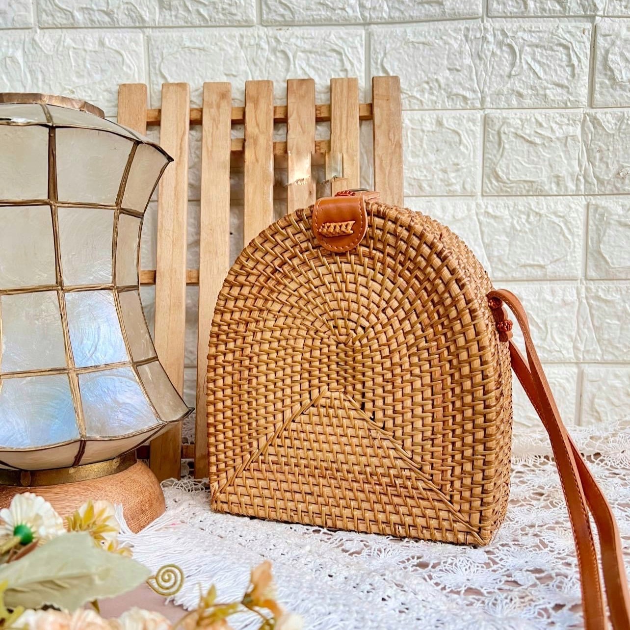 Rattan Shopping Bag Brown