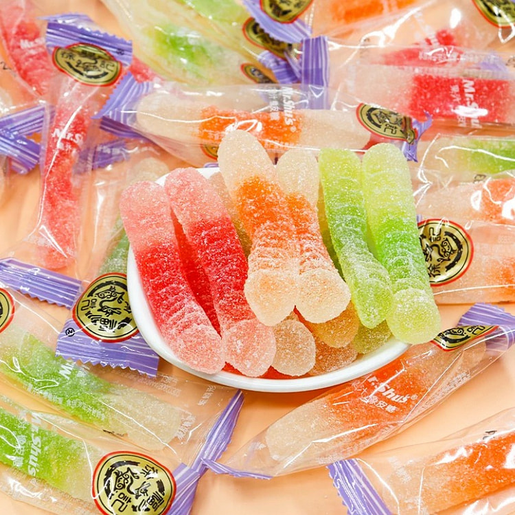 Xufuji Earthworm shaped Fruit Juice Acorn Candy   16 small bag 250g