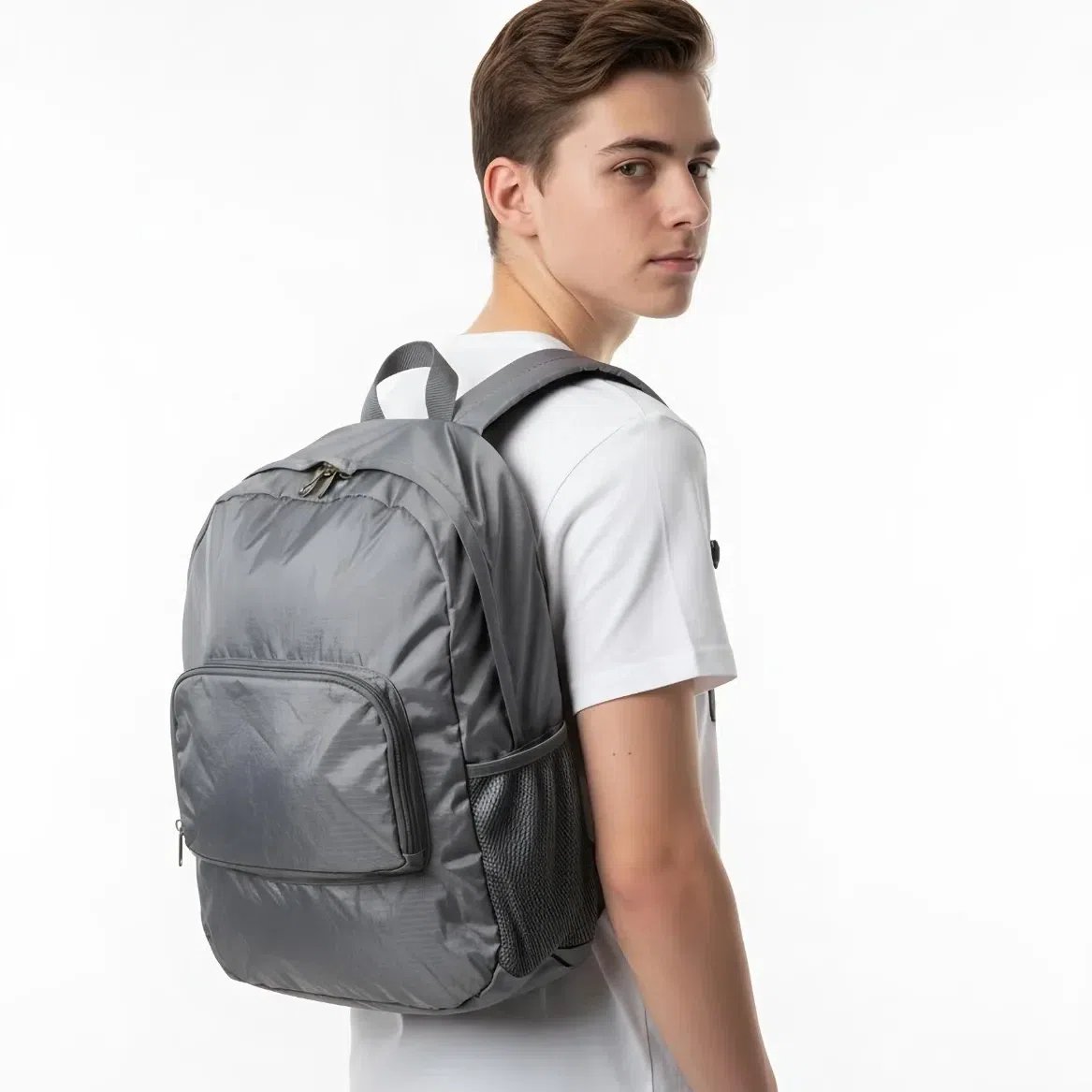 Solid Zip Backpack w/ Front Pocket & Side Mesh Poc 1 box