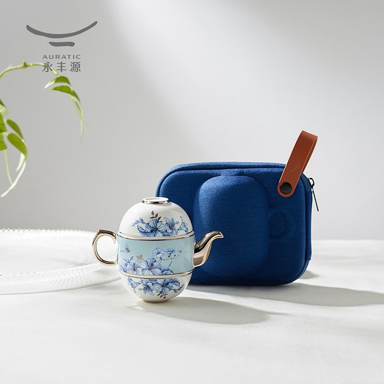 永丰源铂金青花4头旅行茶具 1 盒