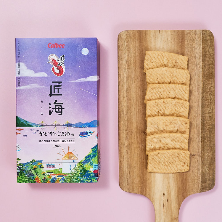 【日本直邮】CALBEE  限量商品 匠海鲜虾片 香油盐风味 13片装