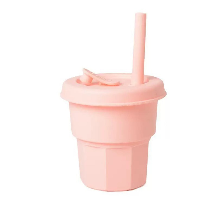 时尚硅胶吸管杯 粉色 300 毫升