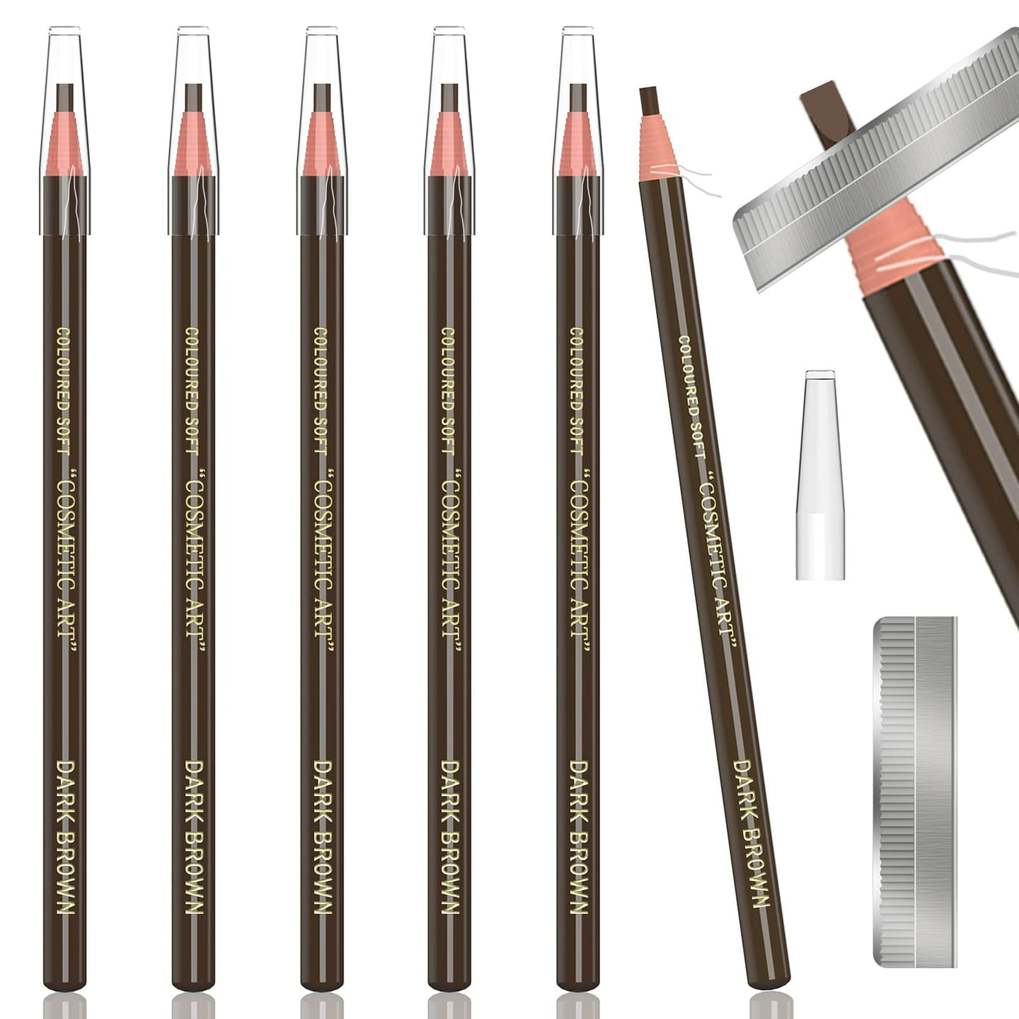 6 Piece Dark Brown Waterproof Eyebrows Pencil Tattoo Makeup And Microblading 1 個