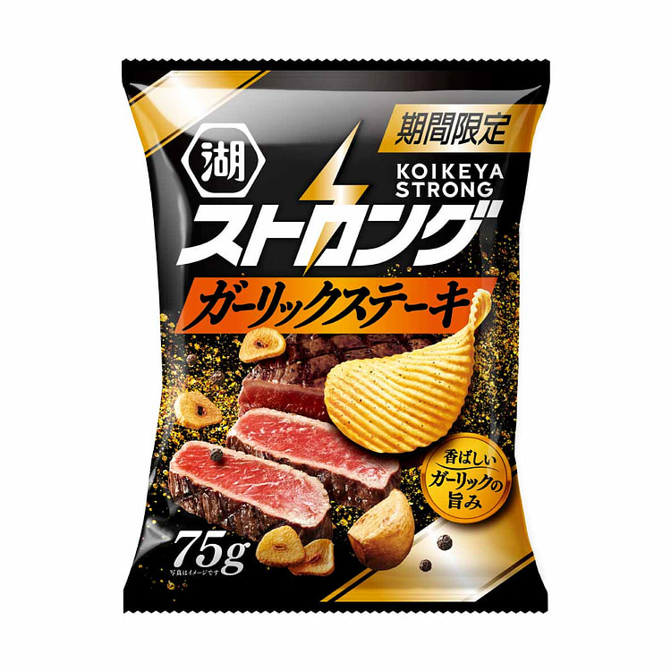 湖池屋蒜香牛排味薯片75g BB 07/31/25