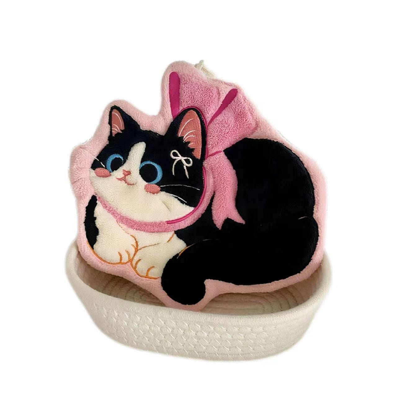 Thickened Kitten Hand Towels-Pink Bow Knot XL 1 count