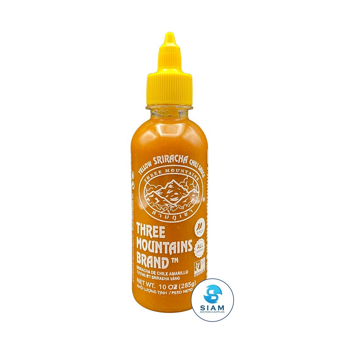 Three Mountains Brand Yellow Sriracha Chili Sauce (Spicy) 10 oz