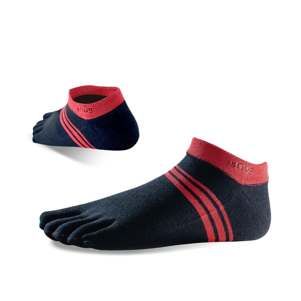 SNUG Low Cut Anti-Odor Socks-Black and Red (22-24 cm) 58 g