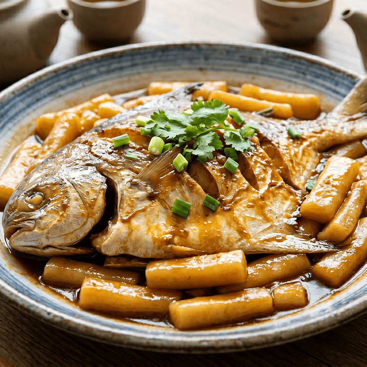Braised White Pomfret with Rice Cakes 1 each