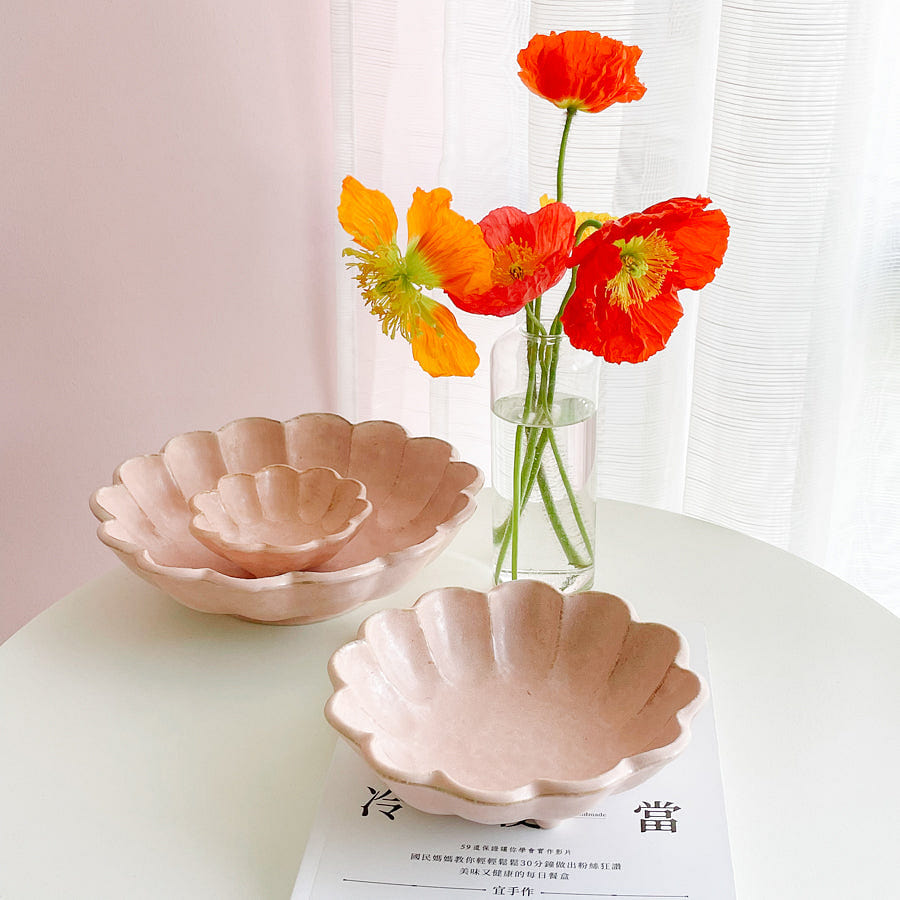 Rokuro Mino Ware Round Deep Plate – Peach 16.5cm / 6.5 1 each