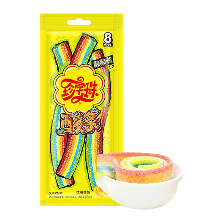 Sour Belt Candies (Mixed Fruit Flavors) (8 Strips) 57.6 g