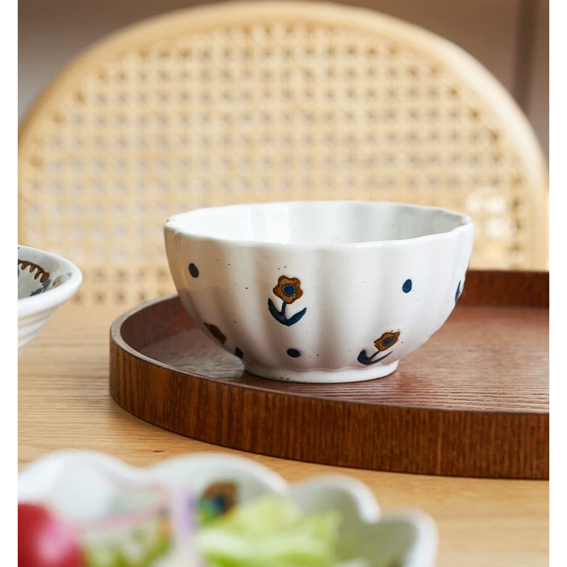 Get Japanese Vintage Floral Ceramic Rice Bowl 4.8