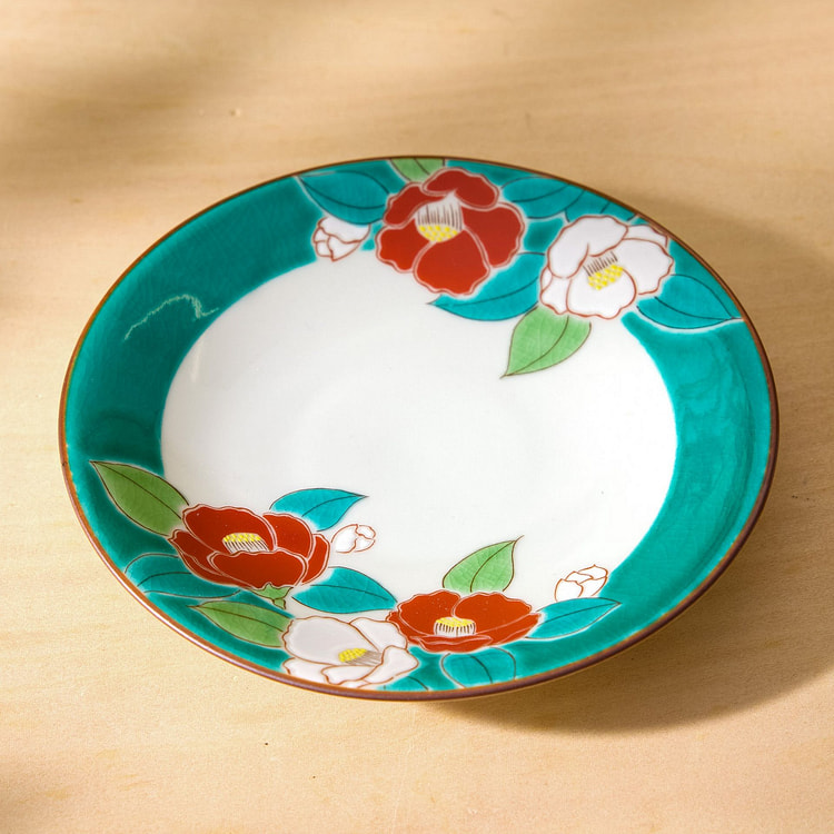 Camellia Kutani Ware Dish