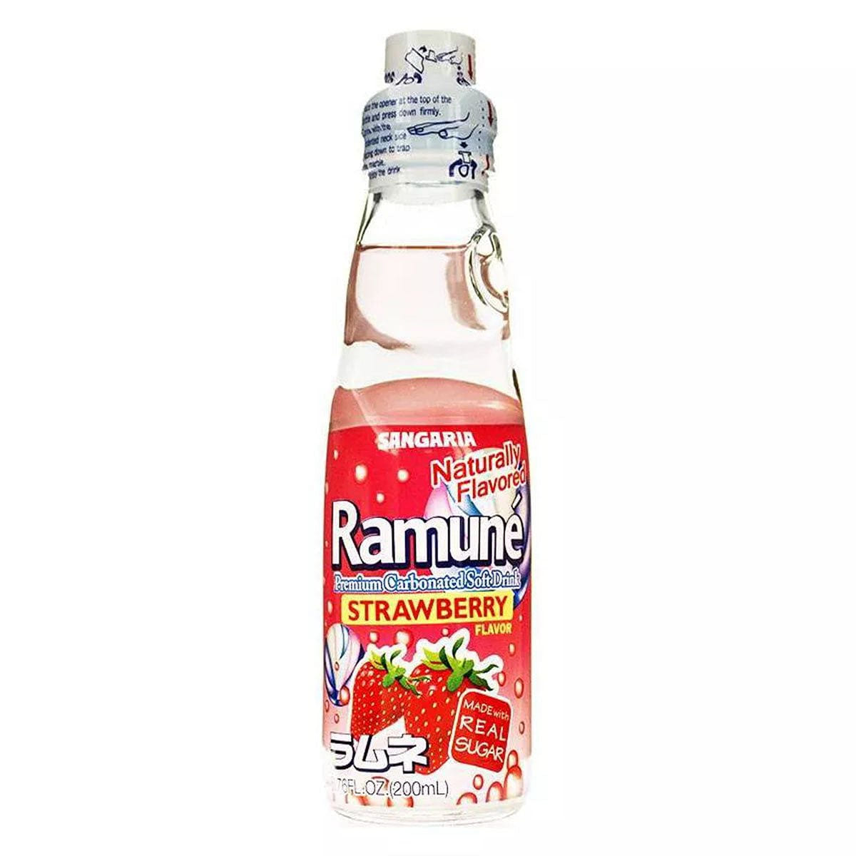 Sangaria Ramune Strawberry Japanese Soda Drink – 6.7fl oz. 1 each