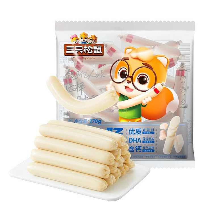 Three Squirrels Original Flavored Cod Sausage 170g * 1 Can (20 Pieces) Chil