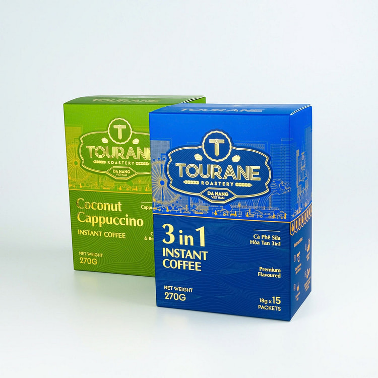 Combo 2 Hộp Cà Phê Hòa Tan Tourane Roastery 3in1 + Cappuccino Dừa
