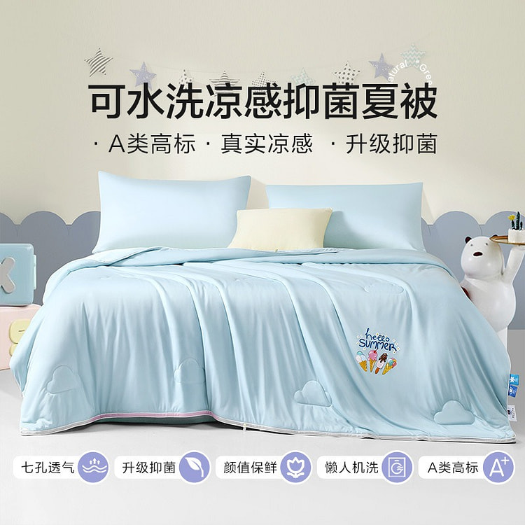 FUANNA Washable & Cooling Summer Comforter blue