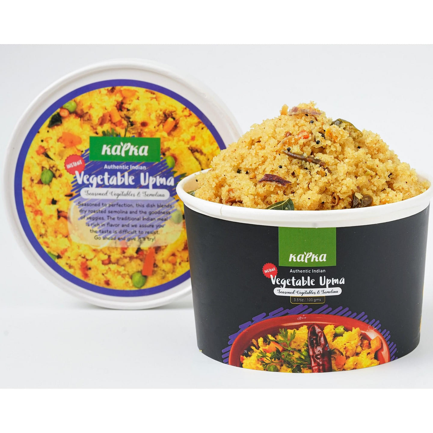 Kapka Vegetable Upma Vegan Indian Cups-Ready to Eat-Non GMO 3.5 oz