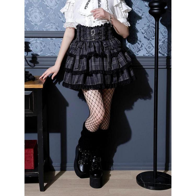 NOEMIE||ダブルベルトティアードスカパン||濃グレー M 商品番号:25590049256 1 個